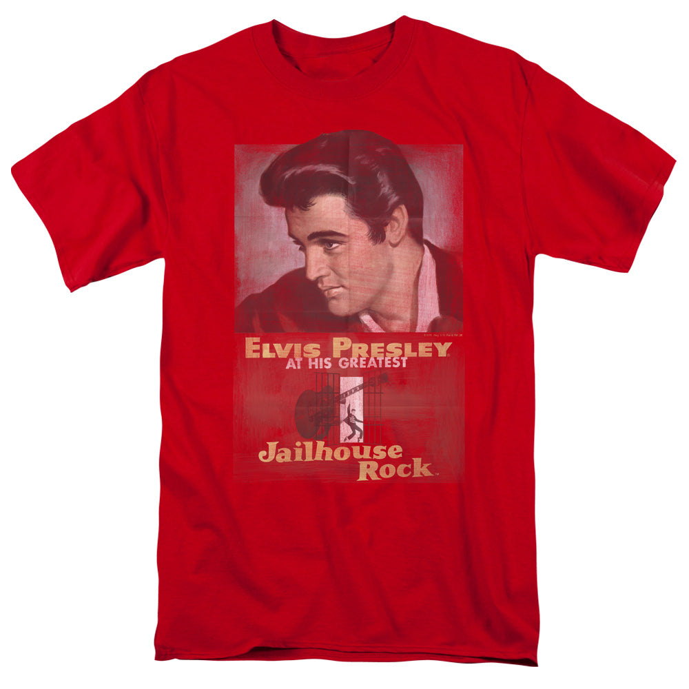 Elvis Presley - Jailhouse Rock Poster - Short Sleeve Adult 18/1 - Red T-shirt
