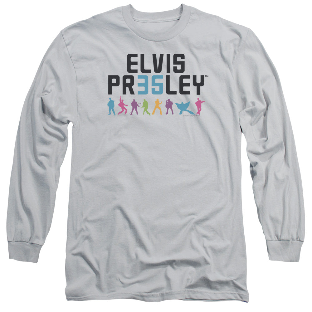 Elvis Presley - 35 - Long Sleeve Adult 18/1 - Silver T-shirt