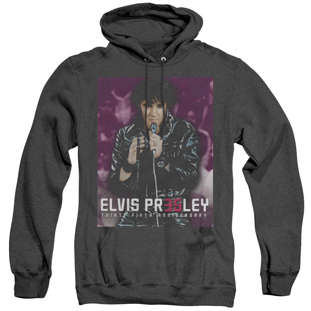 Elvis Presley - 35 Leather - Adult Heather Hoodie - Black