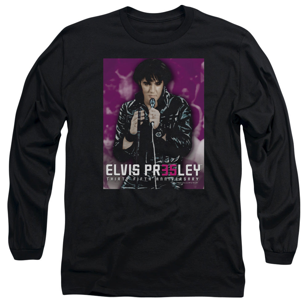 Elvis Presley - 35 Leather - Long Sleeve Adult 18/1 - Black T-shirt
