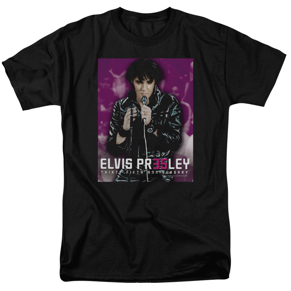 Elvis Presley - 35 Leather - Short Sleeve Adult 18/1 - Black T-shirt
