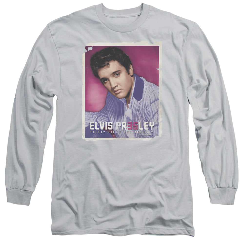 Elvis Presley - 35 Jacket - Long Sleeve Adult 18/1 - Silver T-shirt