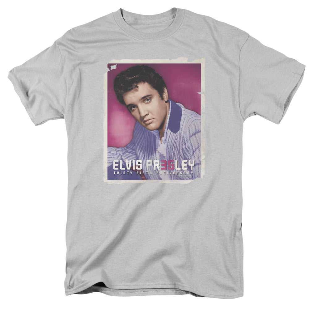 Elvis Presley - 35 Jacket - Short Sleeve Adult 18/1 - Silver T-shirt