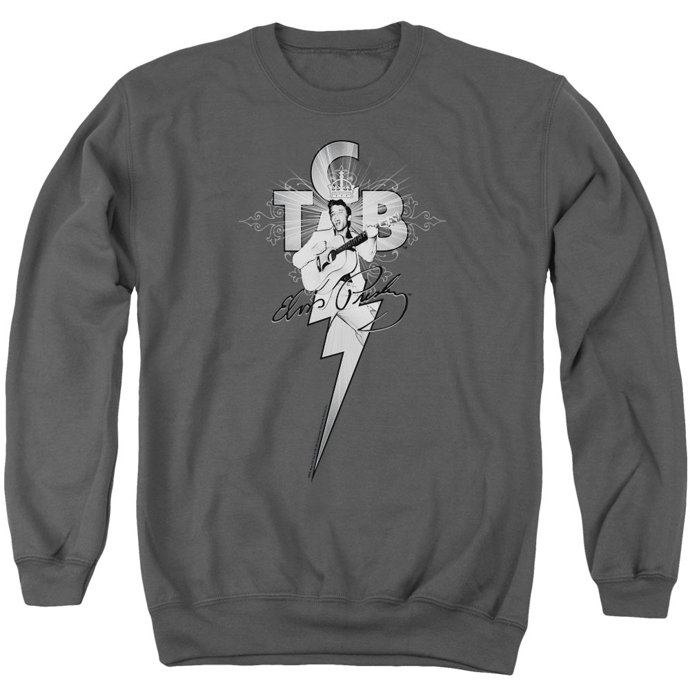 Elvis Presley - Tcb Ornate - Adult Crewneck Sweatshirt - Charcoal