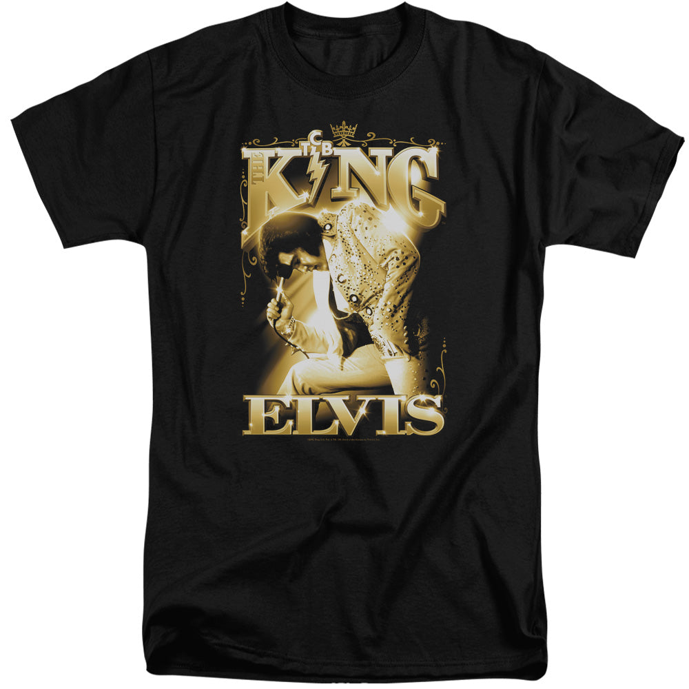 Elvis Presley - The King - Short Sleeve Adult Tall 18/1 - Black T-shirt