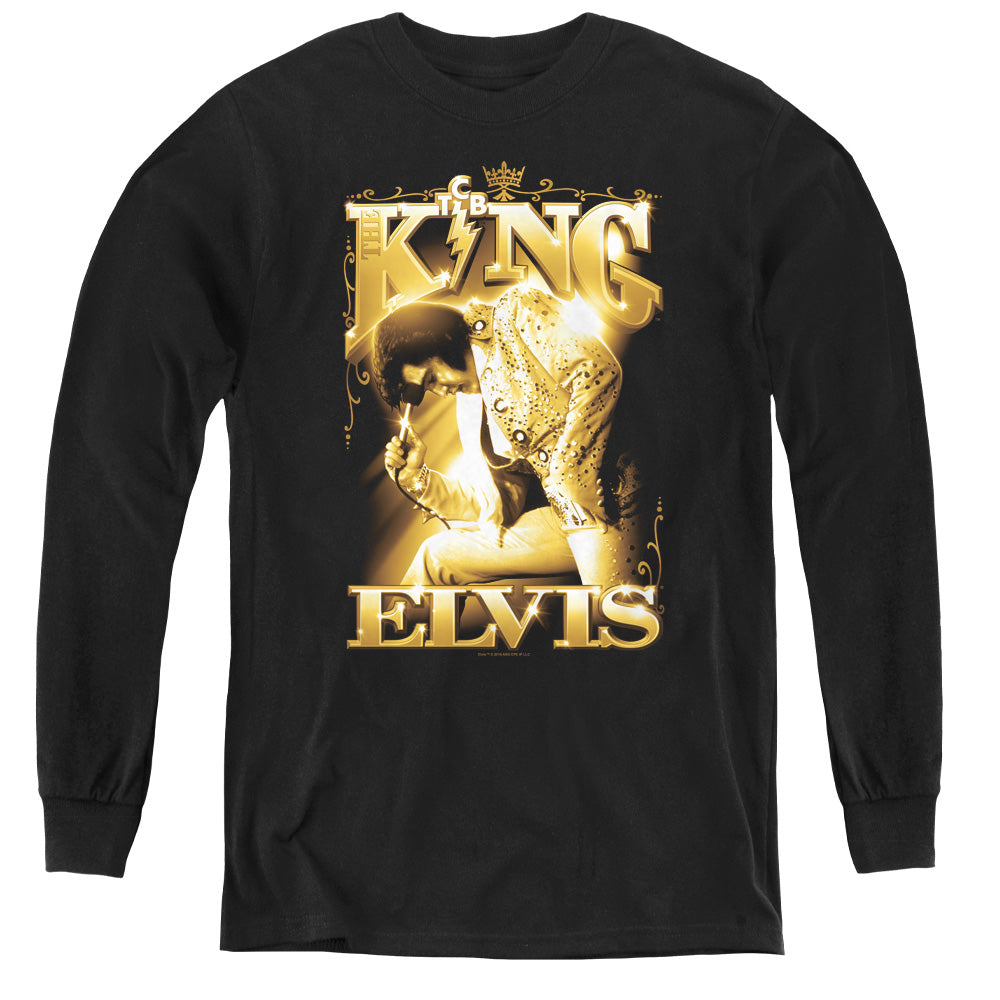 Elvis Presley - The King - Youth Long Sleeve Tee - Black