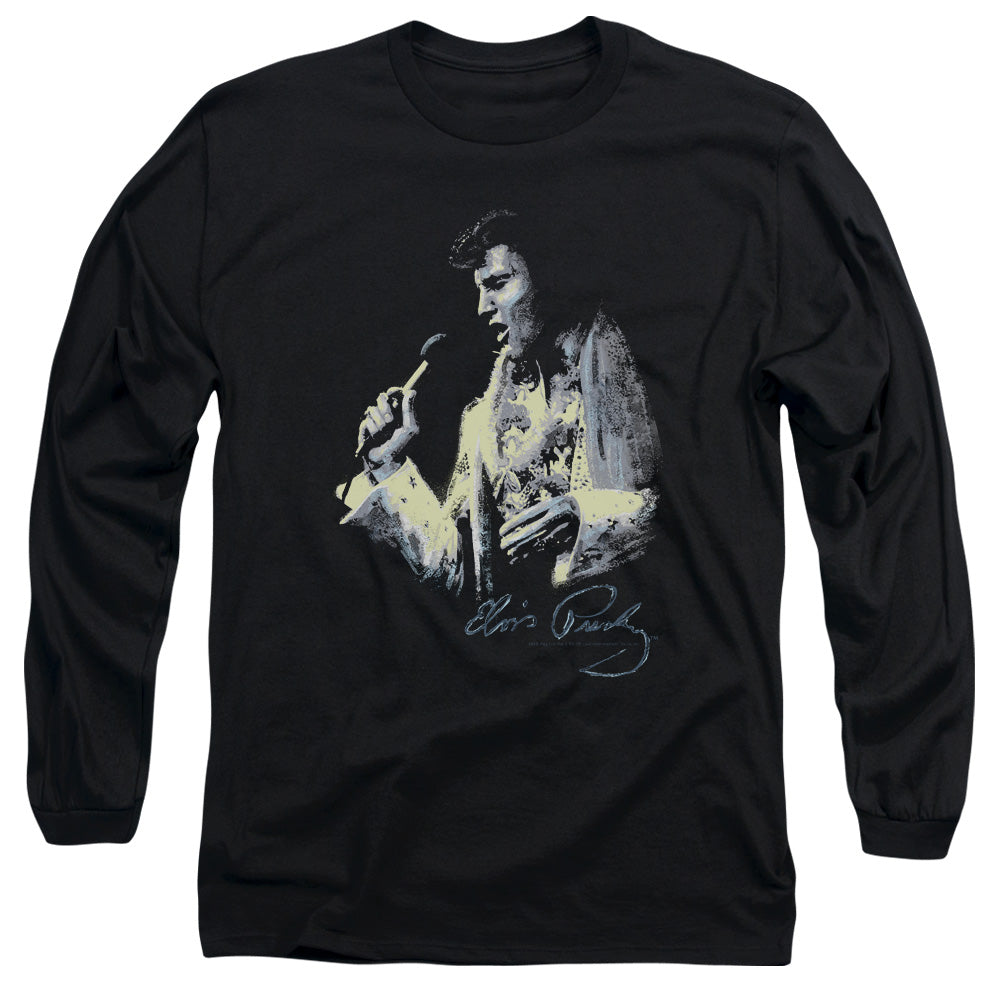 Elvis Presley - Painted King - Long Sleeve Adult 18/1 - Black T-shirt