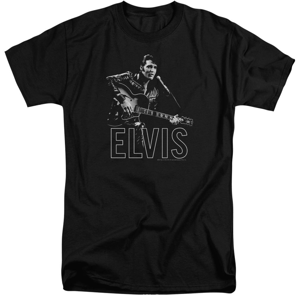 Elvis Presley - Guitar In Hand - Short Sleeve Adult Tall - Black T-shirt