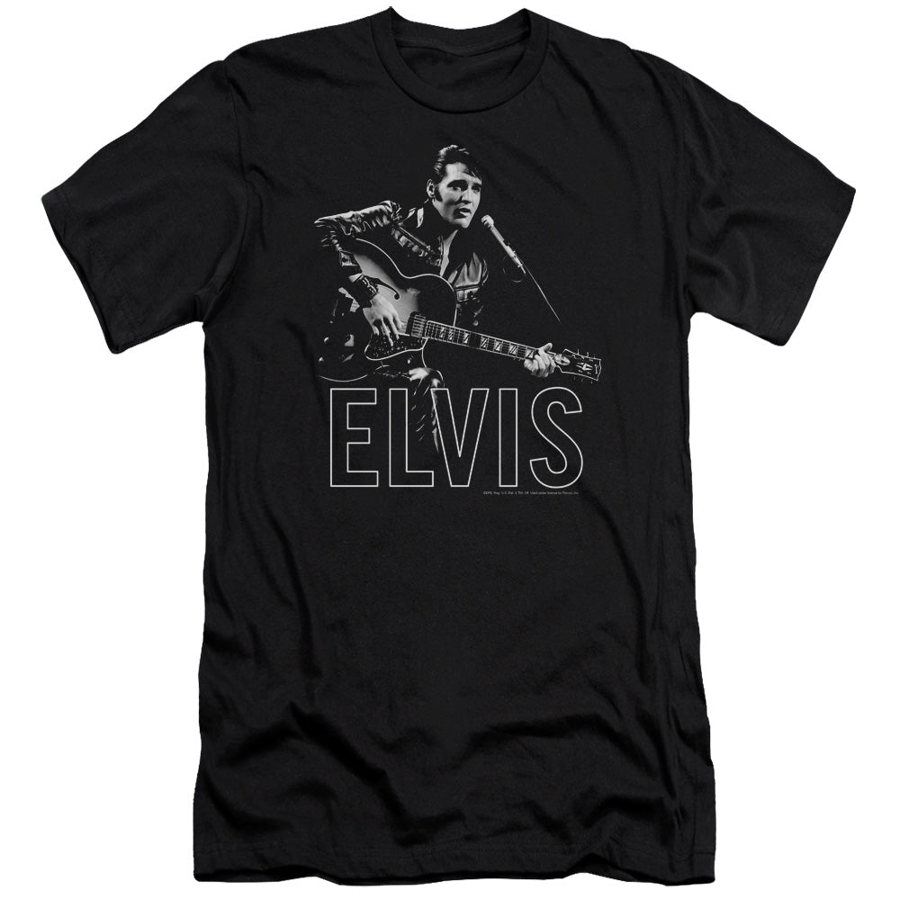 Elvis Presley - Guitar In Hand - Short Sleeve Adult 30/1 - Black T-shirt
