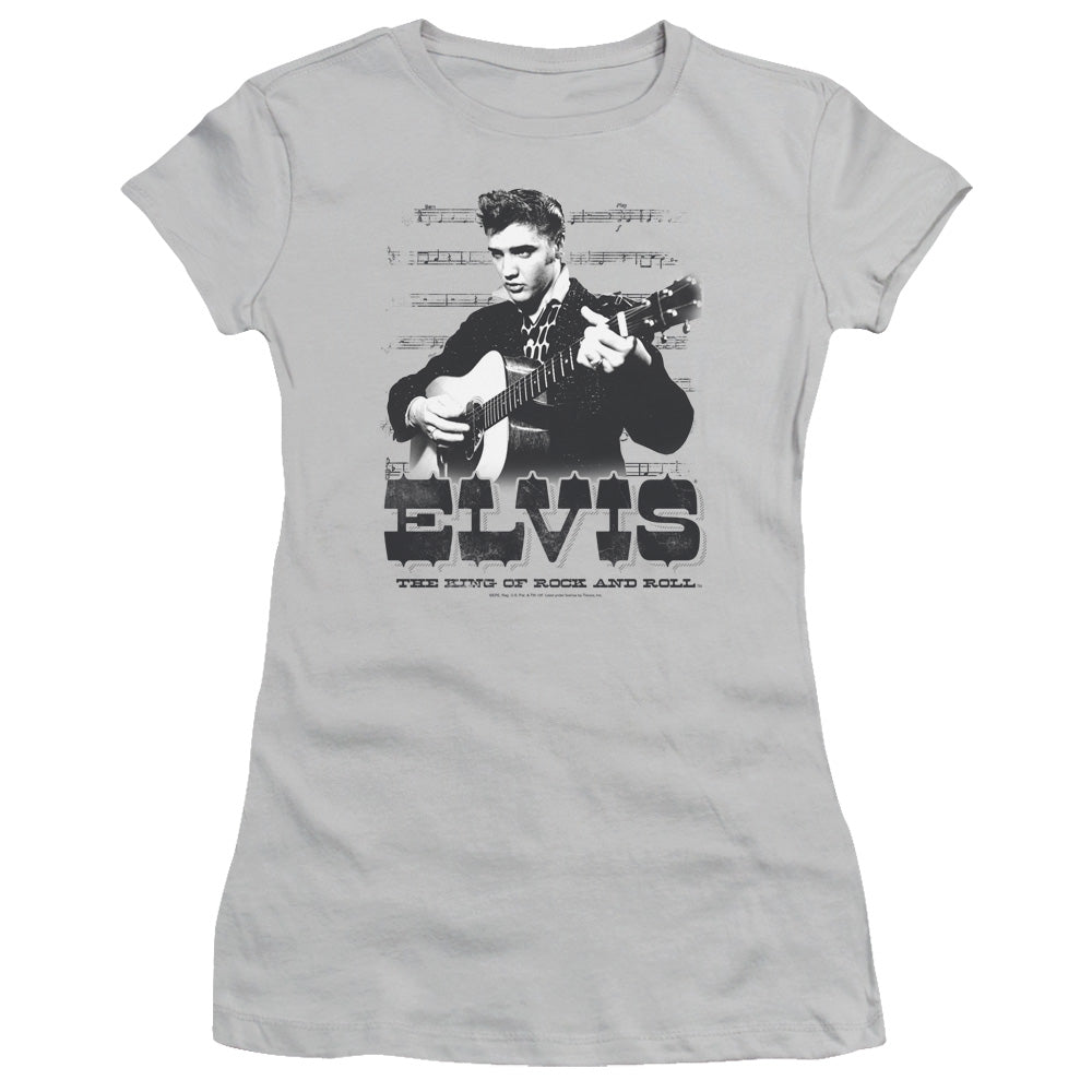 Elvis Presley - The King Of - Short Sleeve Junior Sheer - Silver T-shirt