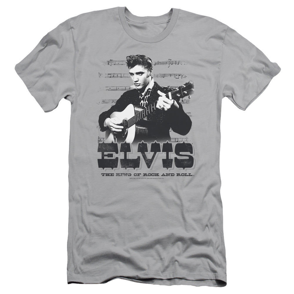 Elvis Presley - The King Of - Short Sleeve Adult 30/1 - Silver T-shirt