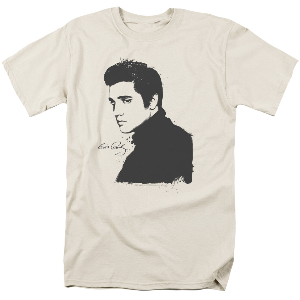 Elvis Presley - Black Paint - Short Sleeve Adult 18/1 - Cream T-shirt