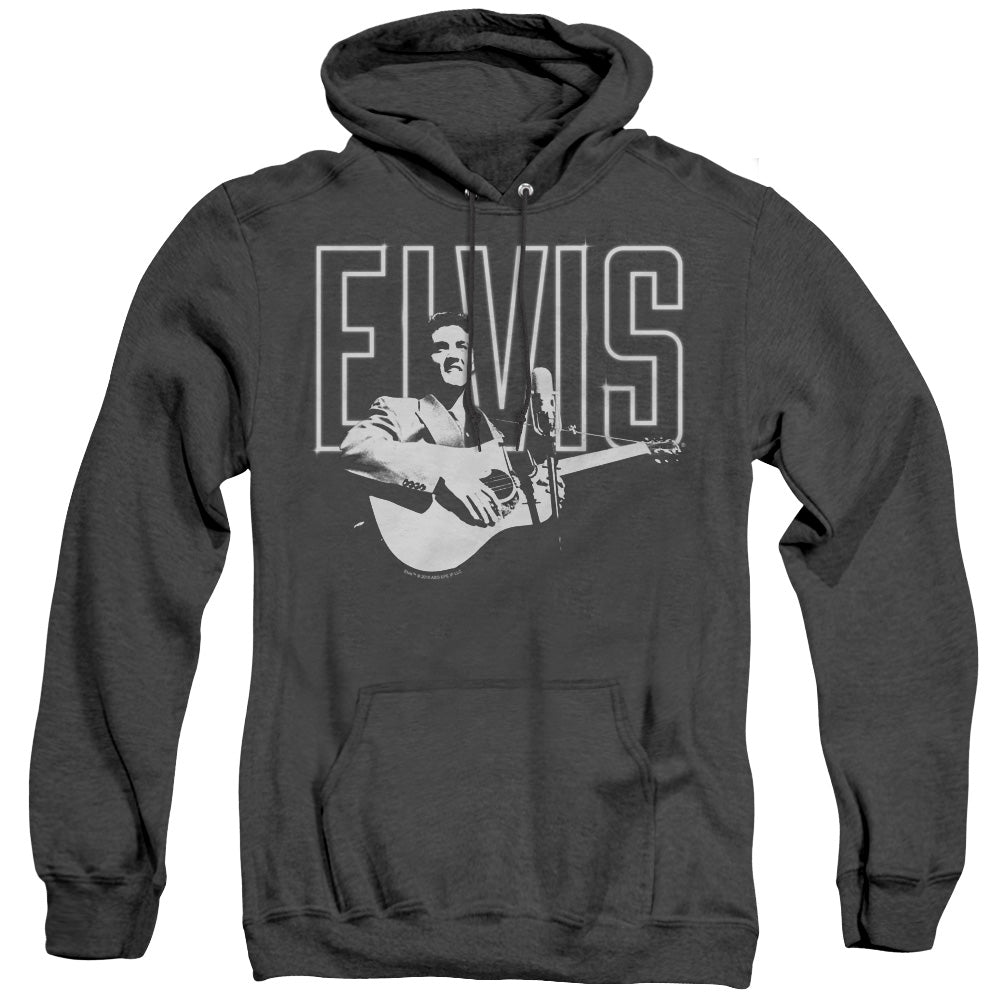 Elvis Presley - White Glow - Adult Heather Hoodie - Black
