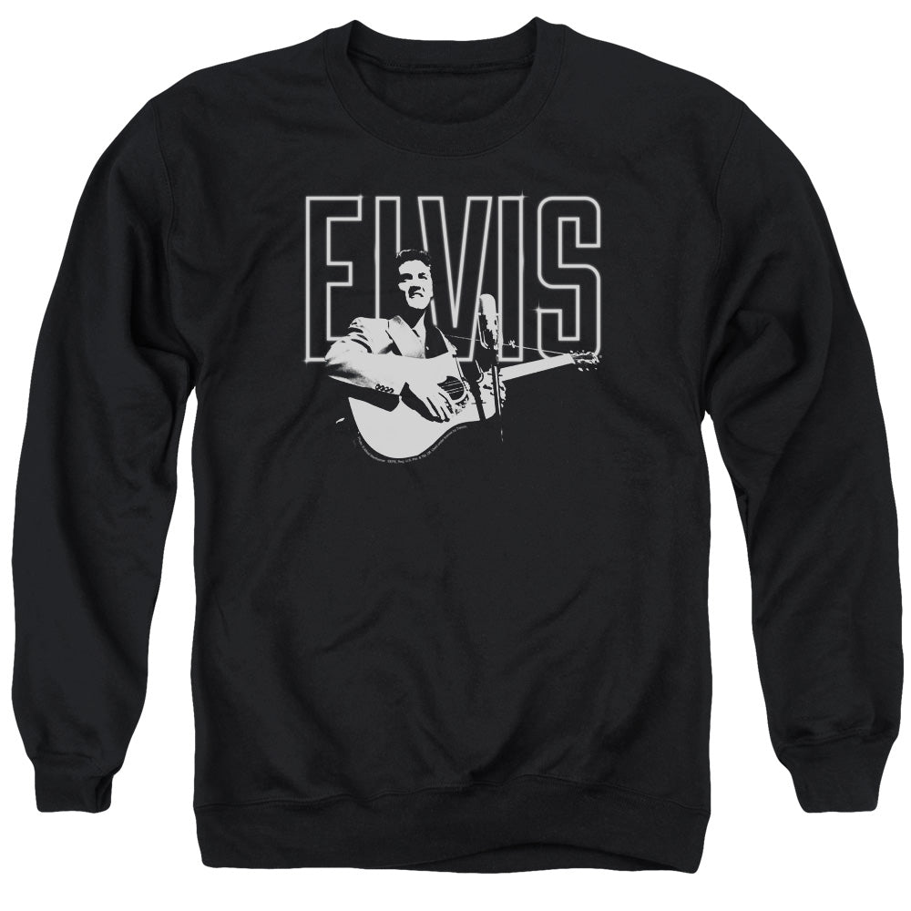 Elvis Presley - White Glow - Adult Crewneck Sweatshirt - Black