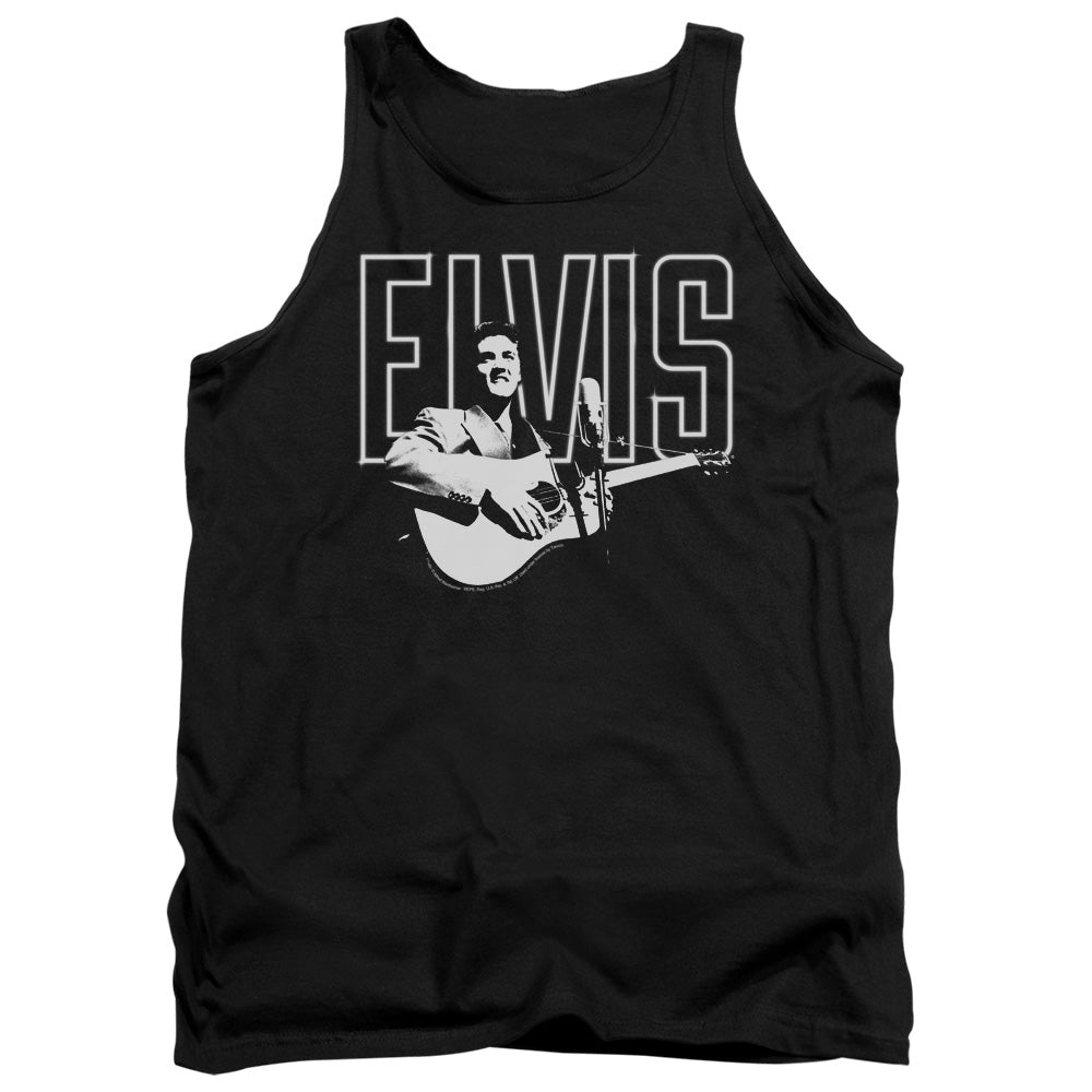 Elvis Presley - White Glow - Adult Tank - Black