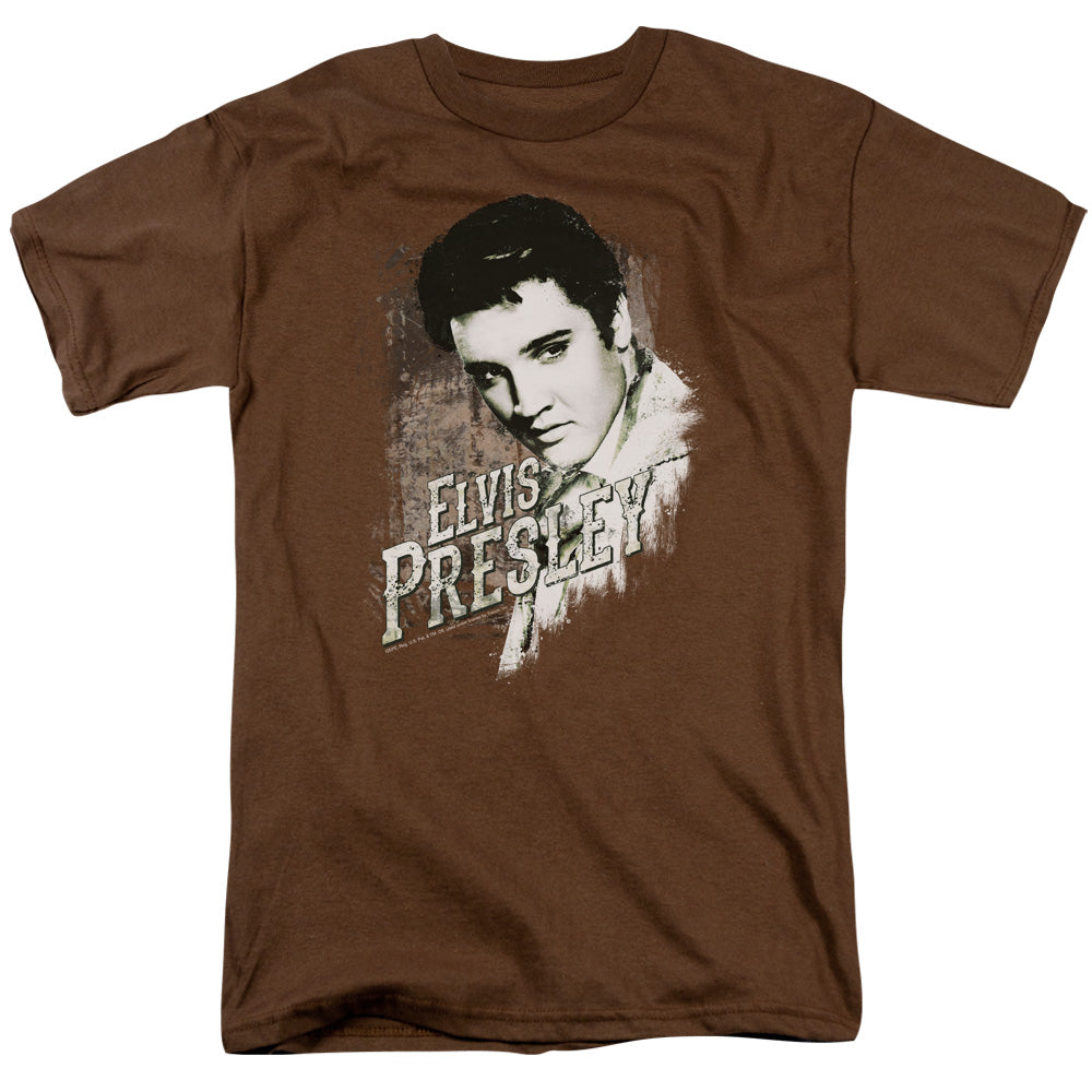 Elvis Presley - Rugged Elvis - Short Sleeve Adult 18/1 - Coffee T-shirt