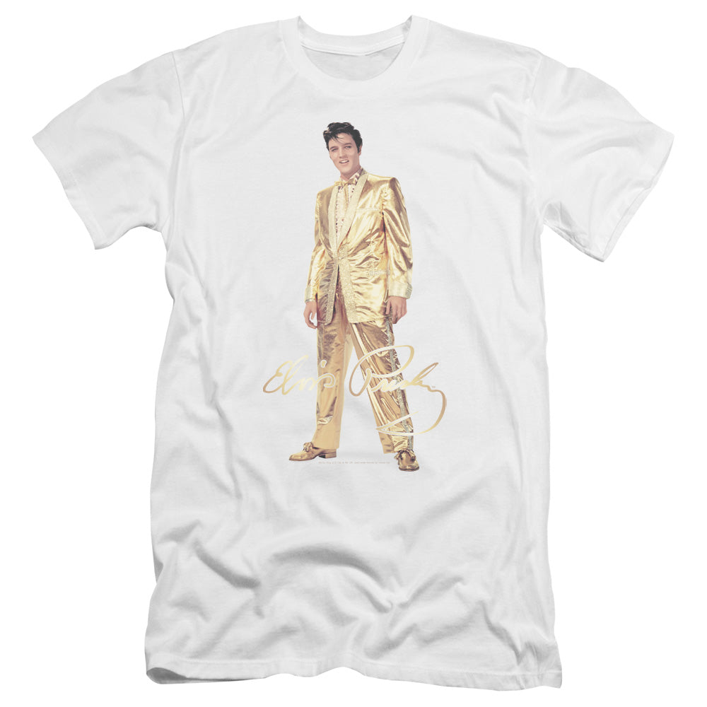 Elvis Presley - Gold Lame Suit-premuim Canvas Adult Slim Fit 30/1 - White