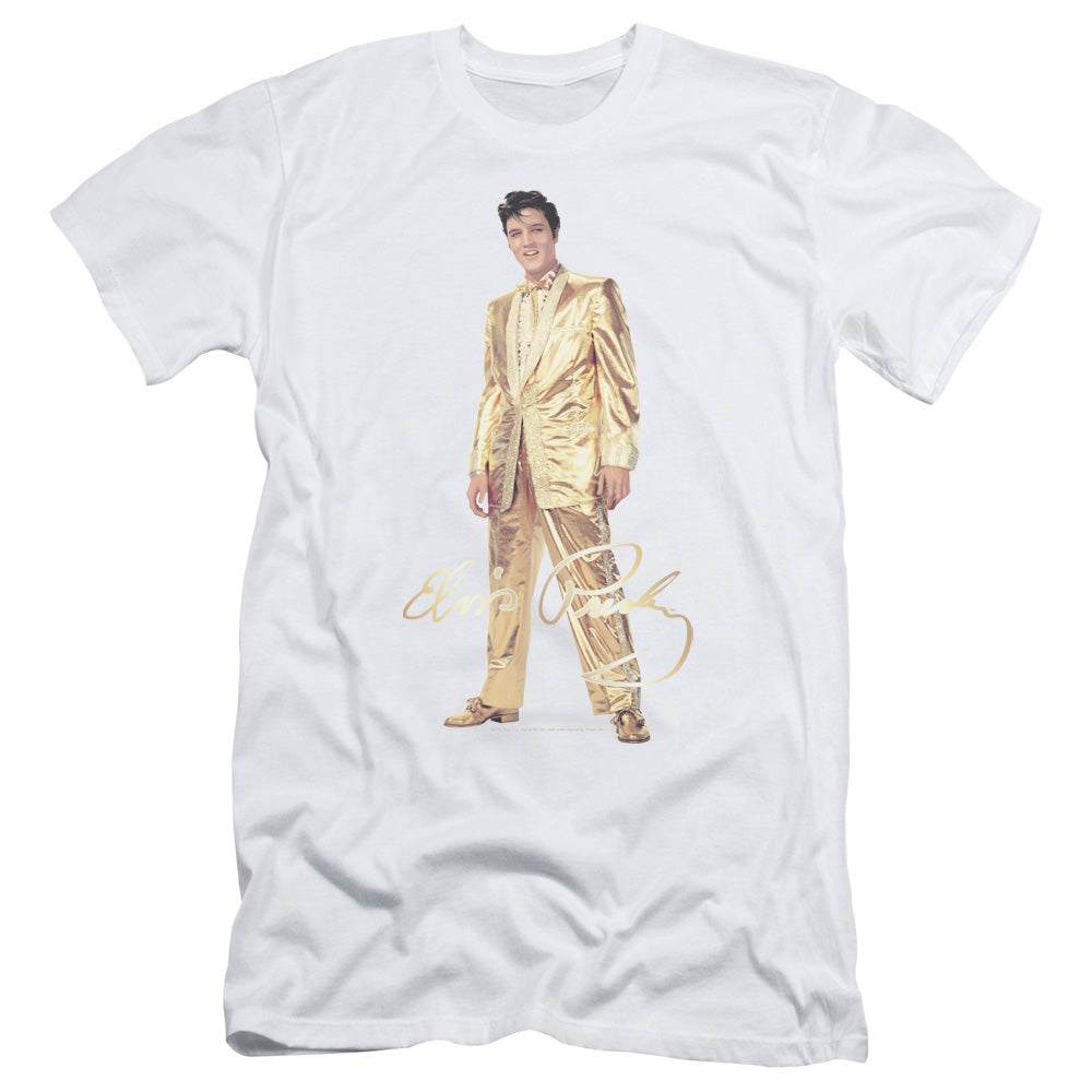 Elvis Presley - Gold Lame Suit - Short Sleeve Adult 30/1 - White T-shirt
