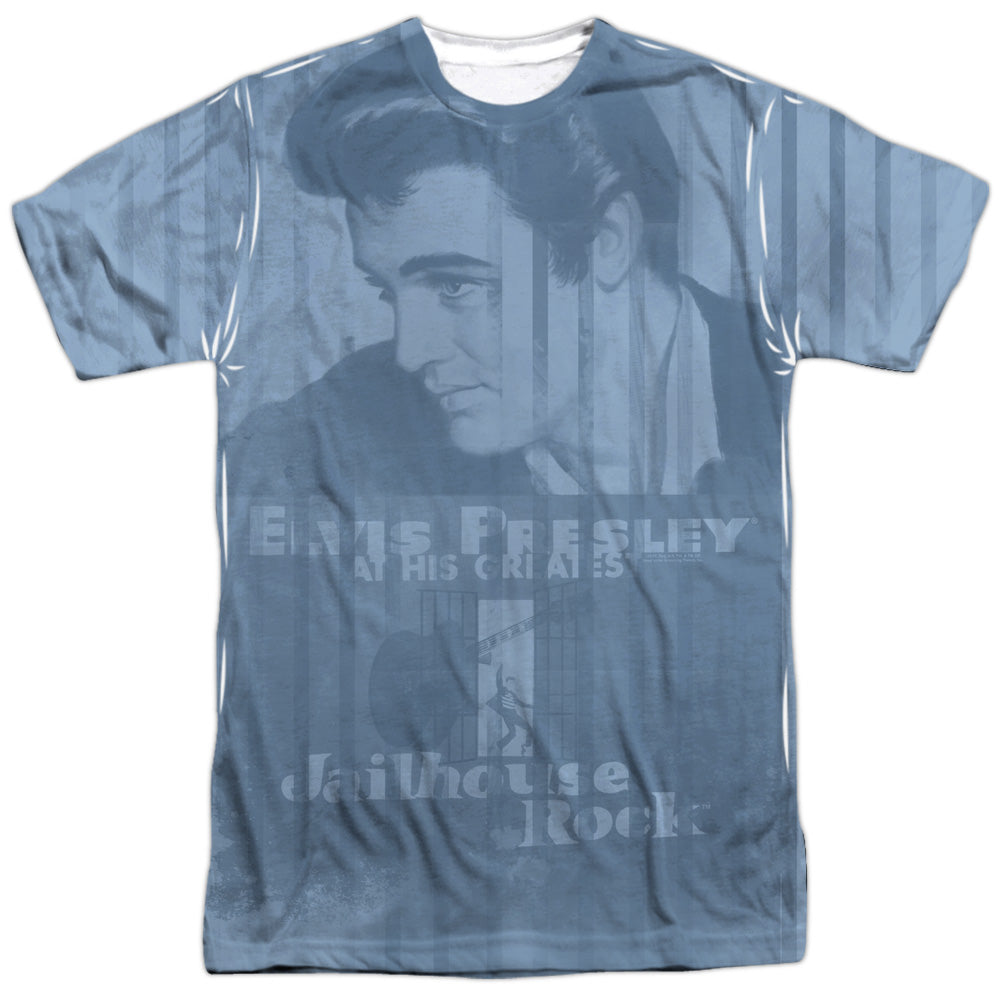 Elvis Presley - Jailhouse Poster All Over - Short Sleeve Adult Poly Crew - White T-shirt