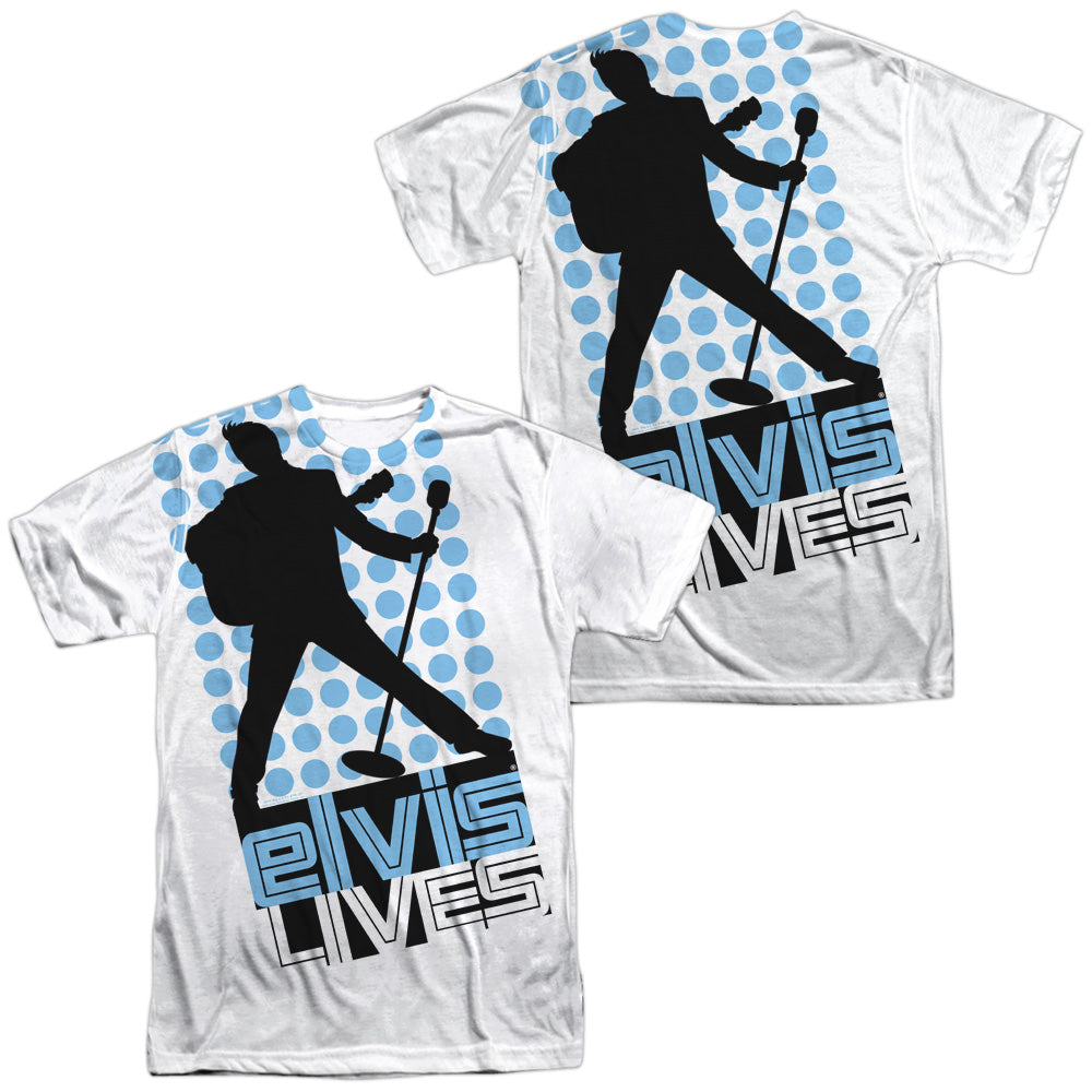 Elvis Presley - Livin Large (Front/back Print) - Short Sleeve Adult 100% Poly Crew - White T-shirt