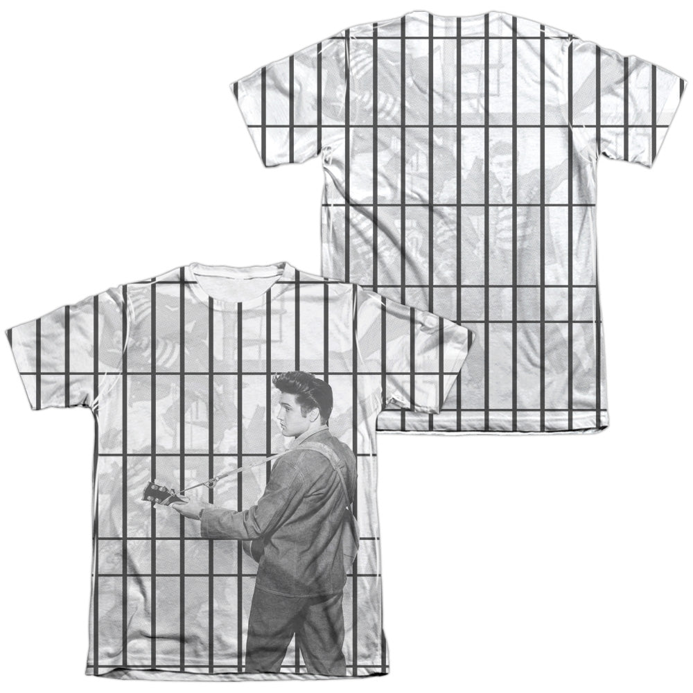 Elvis Presley - Whole Cell Block (Front/back Print) - Adult 65/35 Poly/cotton Short Sleeve Tee - White T-shirt