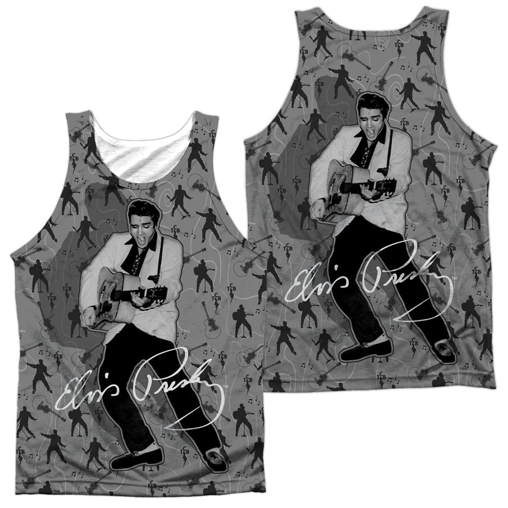 Elvis Presley - Rockin All Over (Front/back Print) - Adult 100% Poly Tank Top - White