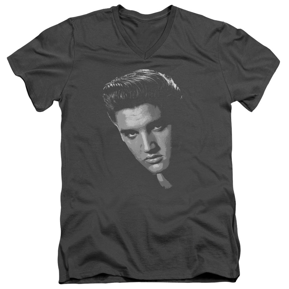 Elvis Presley - American Idol - Short Sleeve Adult V-neck 30/1 - Charcoal T-shirt