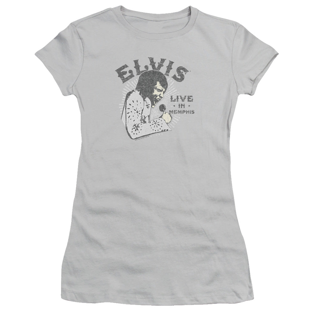 Elvis Presley - Live In Memphis - Short Sleeve Junior Sheer - Silver T-shirt