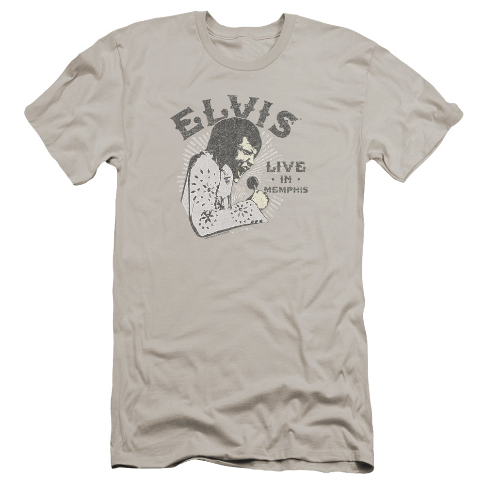 Elvis Presley - Live In Memphis-premuim Canvas Adult Slim Fit 30/1 - Silver