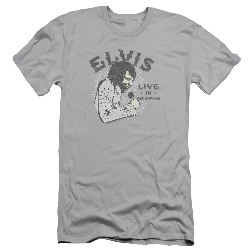 Elvis Presley - Live In Memphis - Short Sleeve Adult 30/1 - Silver T-shirt