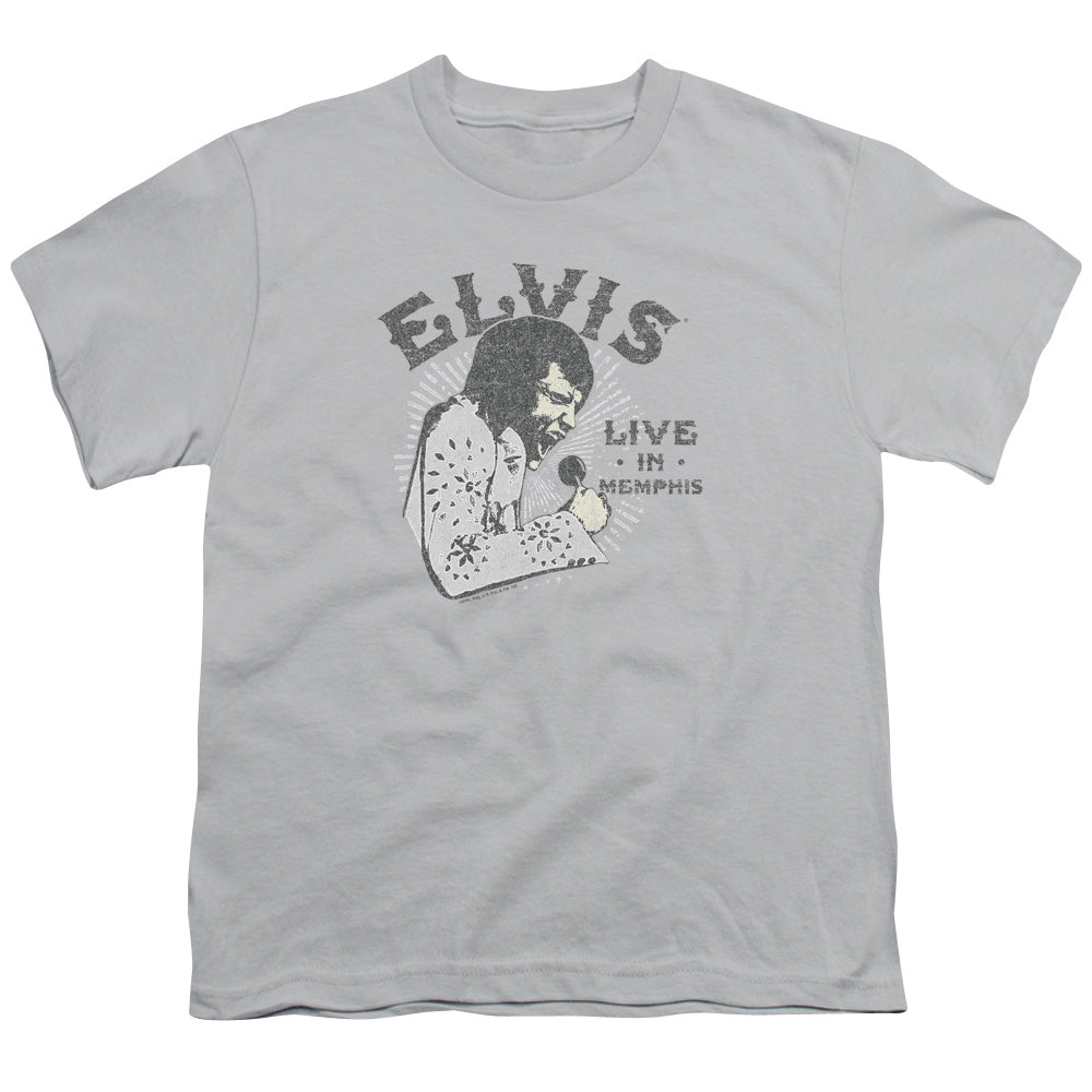 Elvis Presley - Live In Memphis - Short Sleeve Youth 18/1 - Silver T-shirt