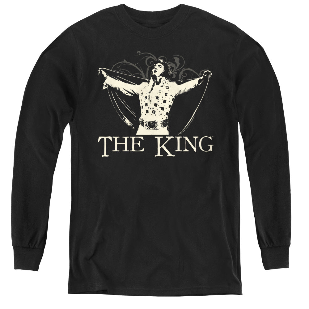 Elvis Presley - Ornate King - Youth Long Sleeve Tee - Black