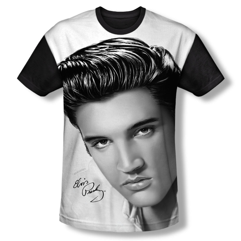 Elvis Presley - Stare 2 - Short Sleeve Youth White Front Black Back - White T-shirt