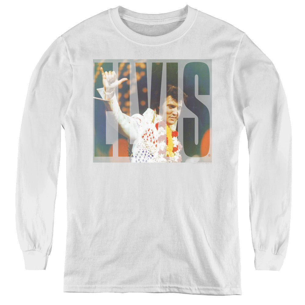 Elvis Presley - Aloha Knockout - Youth Long Sleeve Tee - White