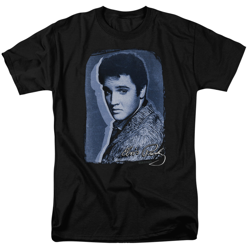 Elvis Presley - Overlay - Short Sleeve Adult 18/1 - Black T-shirt