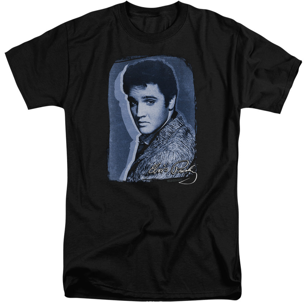 Elvis Presley - Overlay - Short Sleeve Adult Tall - Black T-shirt