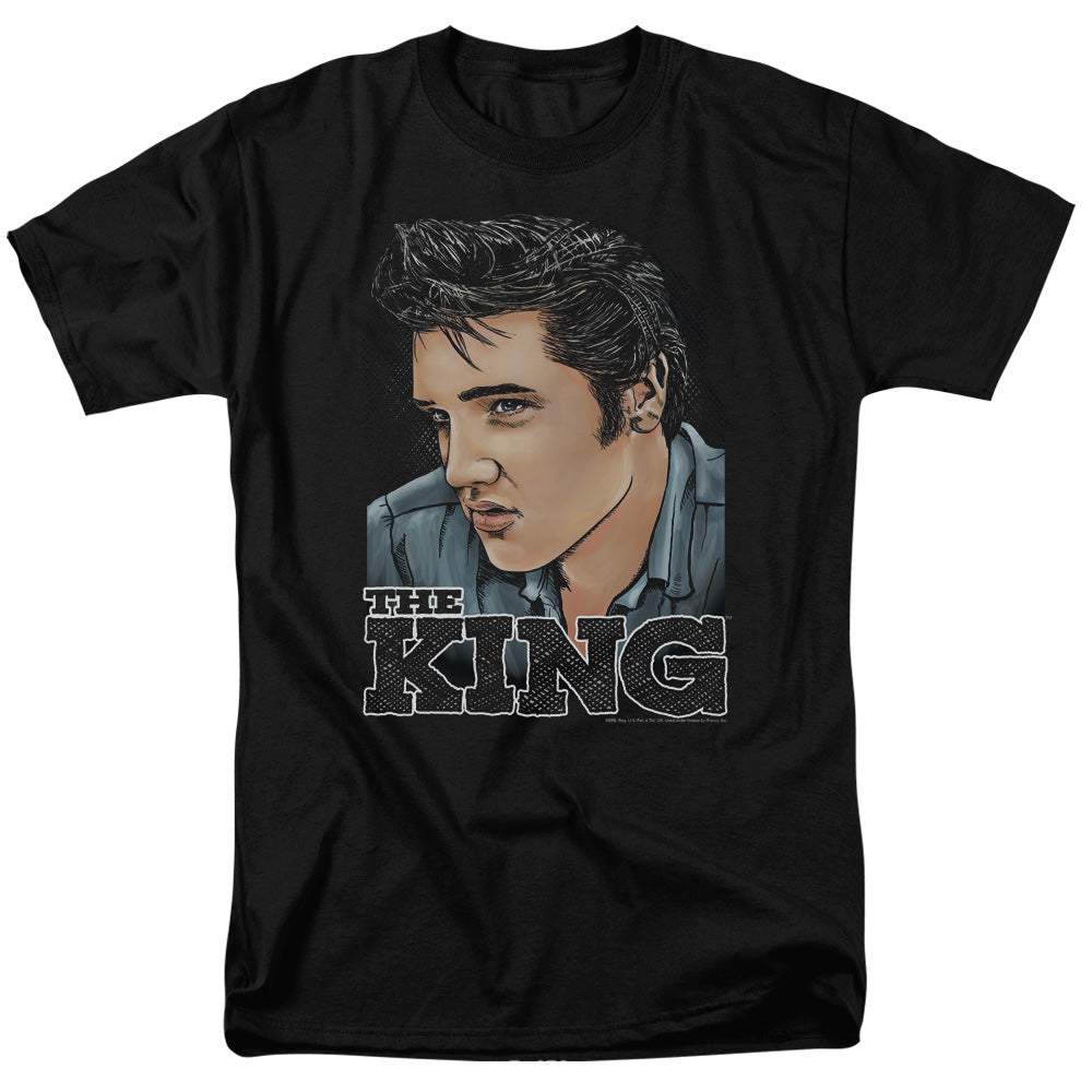 Elvis Presley - Graphic King - Short Sleeve Adult 18/1 - Black T-shirt
