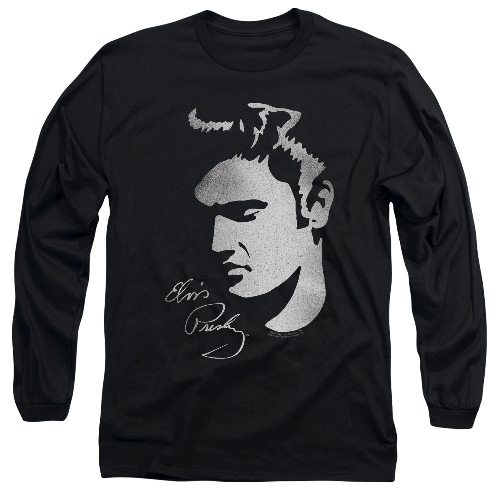 Elvis Presley - Simple Face - Long Sleeve Adult 18/1 - Black T-shirt