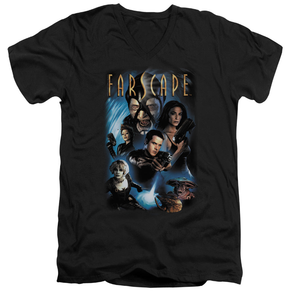 Farscape - Comic Cover - Short Sleeve Adult V-neck - Black T-shirt