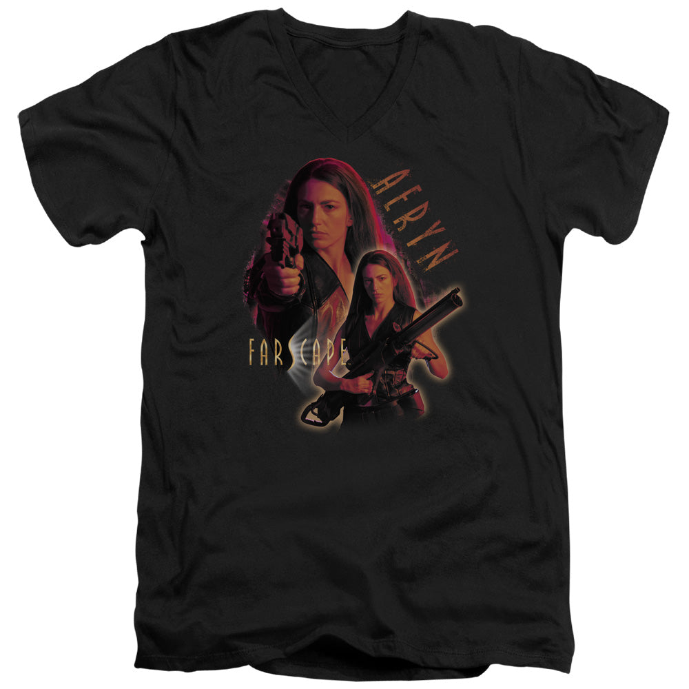 FARSCAPE AERYN - S/S ADULT V-NECK - BLACK T-Shirt