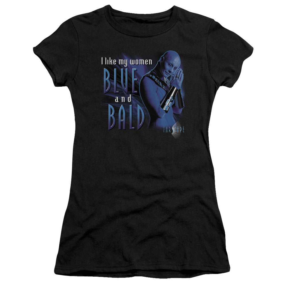 Farscape - Blue And Bald - Short Sleeve Junior Sheer - Black T-shirt