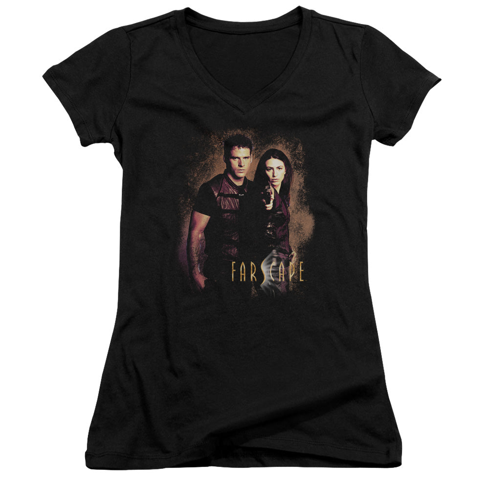 Farscape Wanted - Junior V-neck - Black