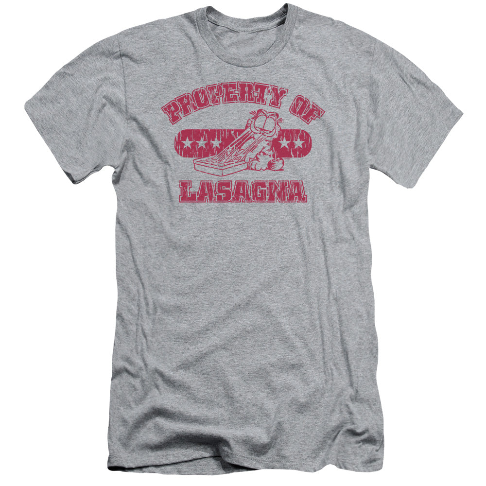 Garfield - Property Of Lasagna - Short Sleeve Adult 30/1 - Athletic Heather T-shirt