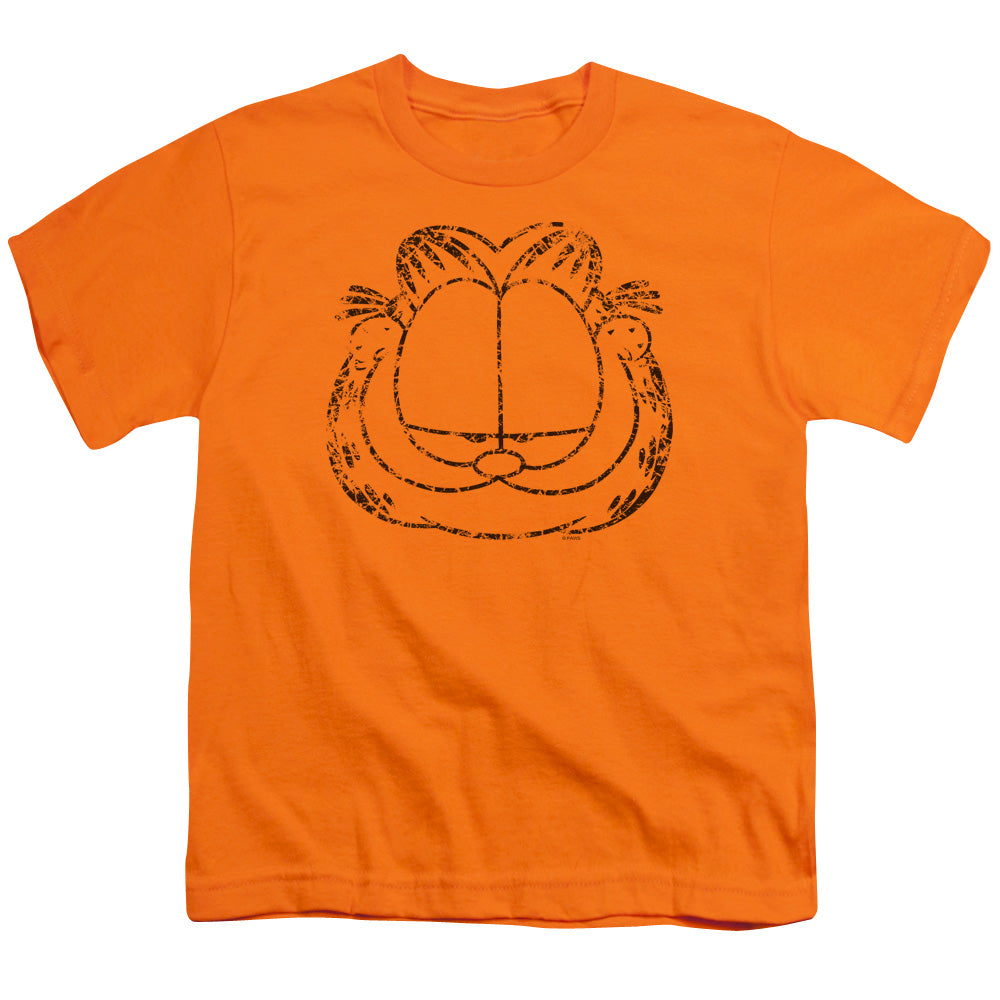 Garfield - Smirking Distressed - Short Sleeve Youth 18/1 - Orange T-shirt