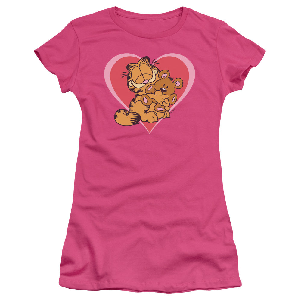 Garfield - Cute Ncuddly - Short Sleeve Junior Sheer - Hot Pink T-shirt