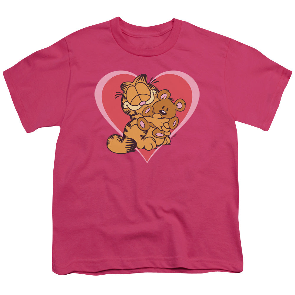 Garfield - Cute Ncuddly - Short Sleeve Youth 18/1 - Hot Pink T-shirt