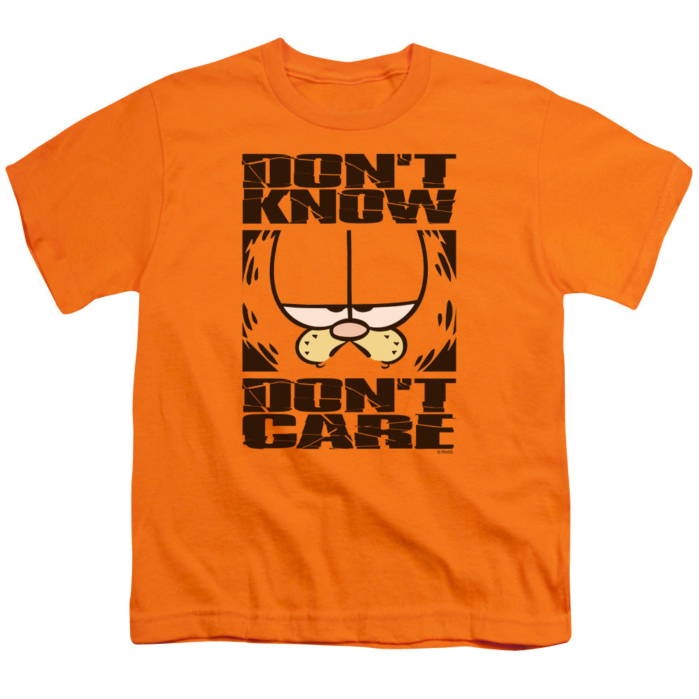 Garfield - Dont Know Dont Care - Short Sleeve Youth 18/1 - Orange T-shirt