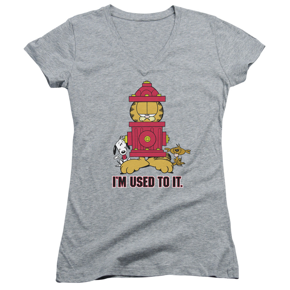 Garfield Im Used To It - Junior V-neck - Athletic Heather