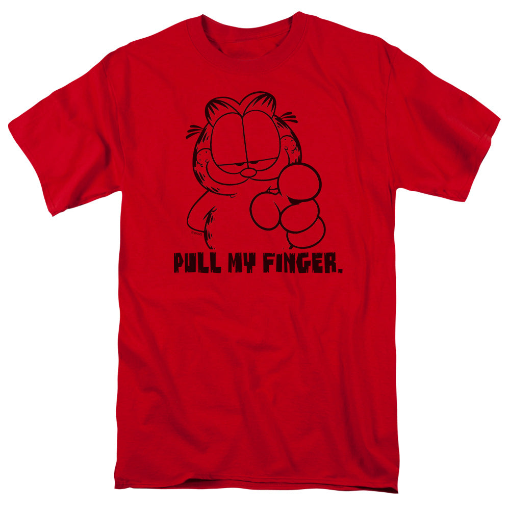 Garfield - Pull My Finger - Short Sleeve Adult 18/1 - Red T-shirt