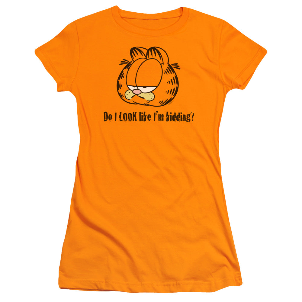 Garfield - Do I Look Like Im Kidding - Short Sleeve Junior Sheer - Orange T-shirt